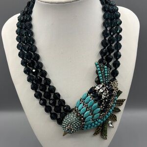 Heidi Daus Marquee Madness Swarovski Crystal Bird Statement Necklace JP443